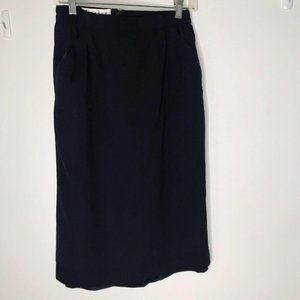 Vintage Career Essentials Wool Pencil Skirt Womens 10 Basic Black W/ Pockets
